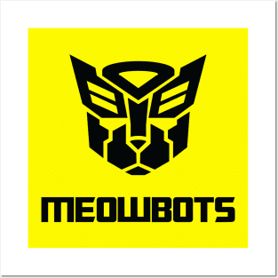 Meowbots - Cat Autobots Black Posters and Art